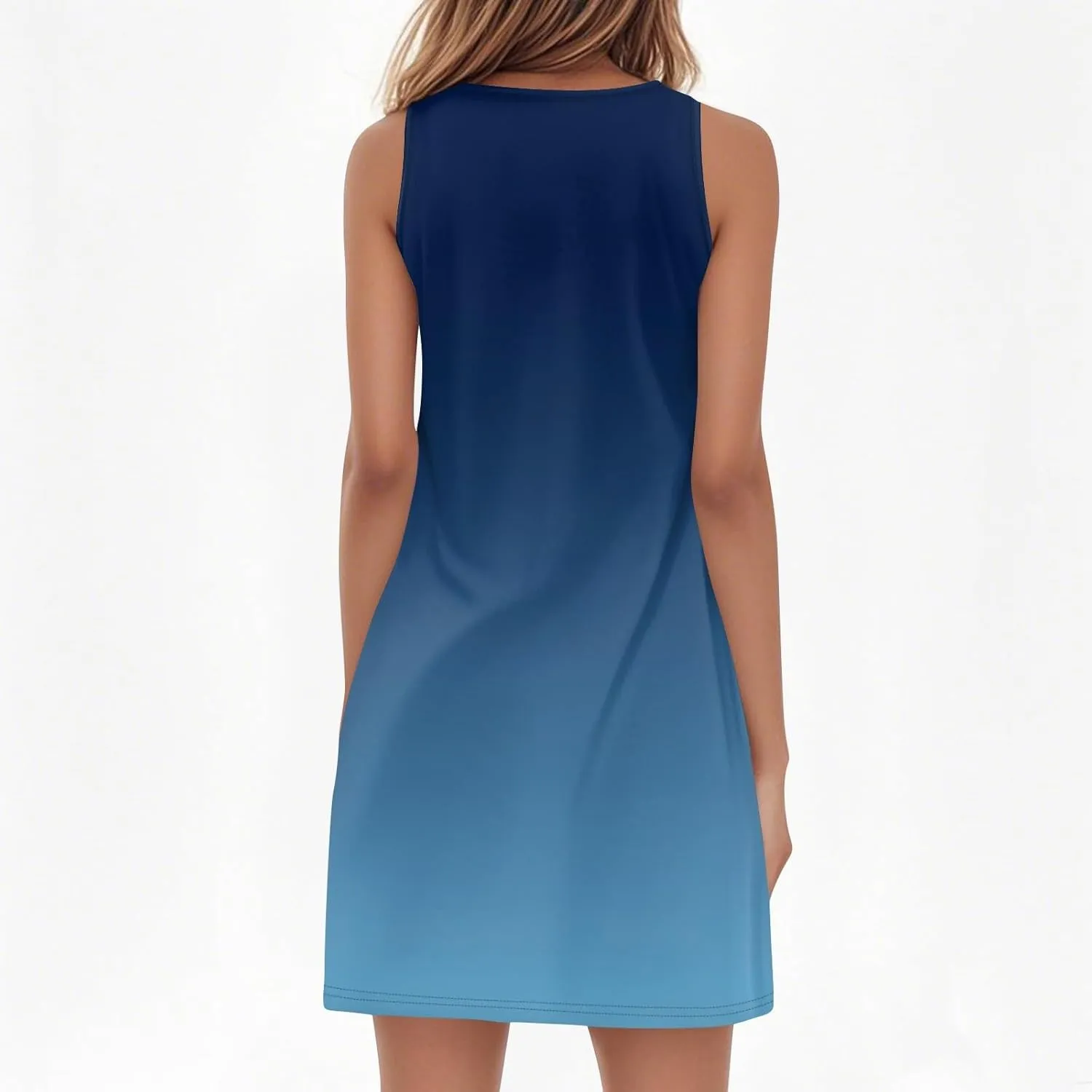 Summer Dresses for Women V-Neck Sundresses Sleeveless Loose Sleep Dress Beach Tank Dress Printed Casual T Shirt Dresses