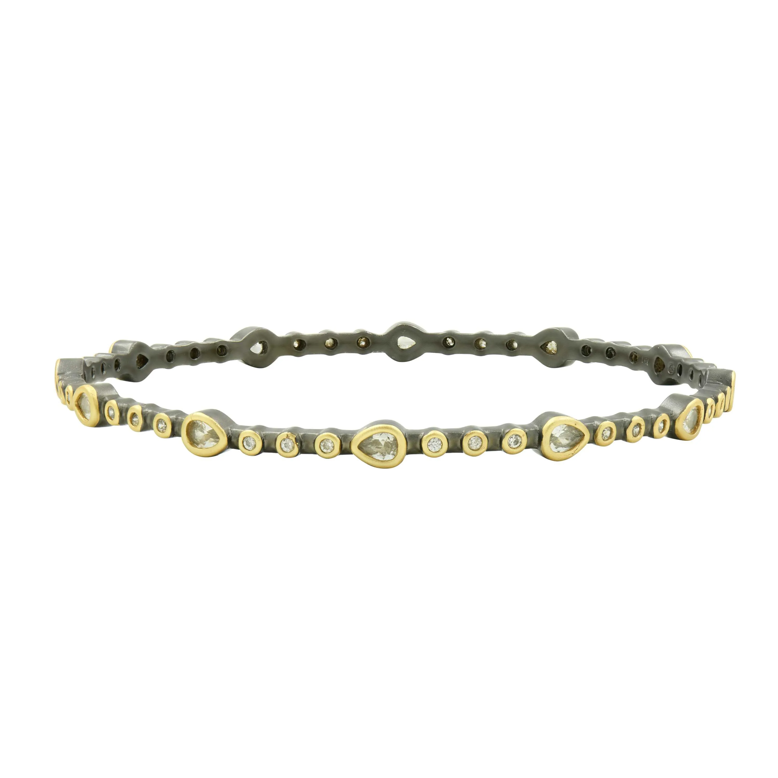Teardrop Station Hinge Bangle Gold and black