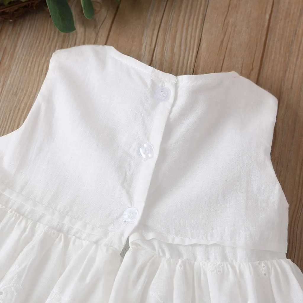 Toddler Baby Girls Dress Embroideries Floral Summer Seaside Beach Sundress Onepiece Outfits