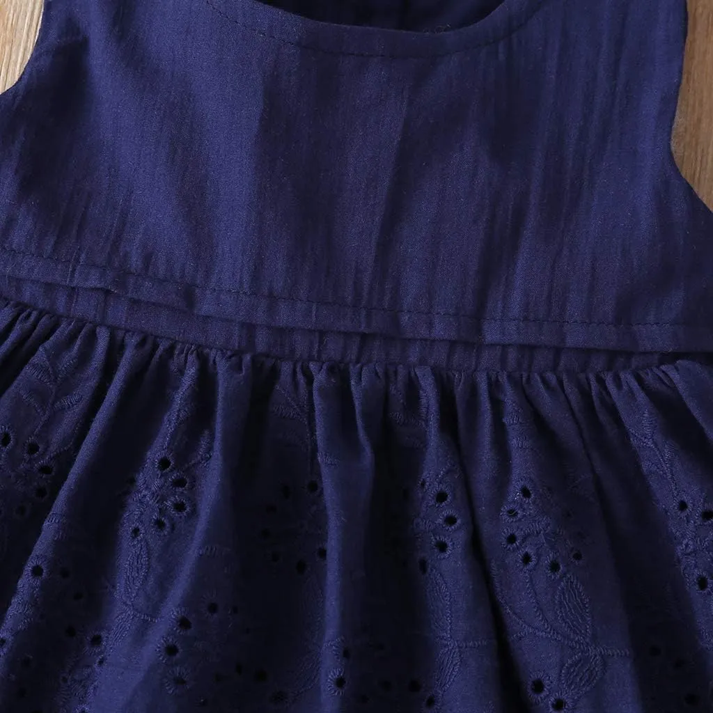 Toddler Baby Girls Dress Embroideries Floral Summer Seaside Beach Sundress Onepiece Outfits