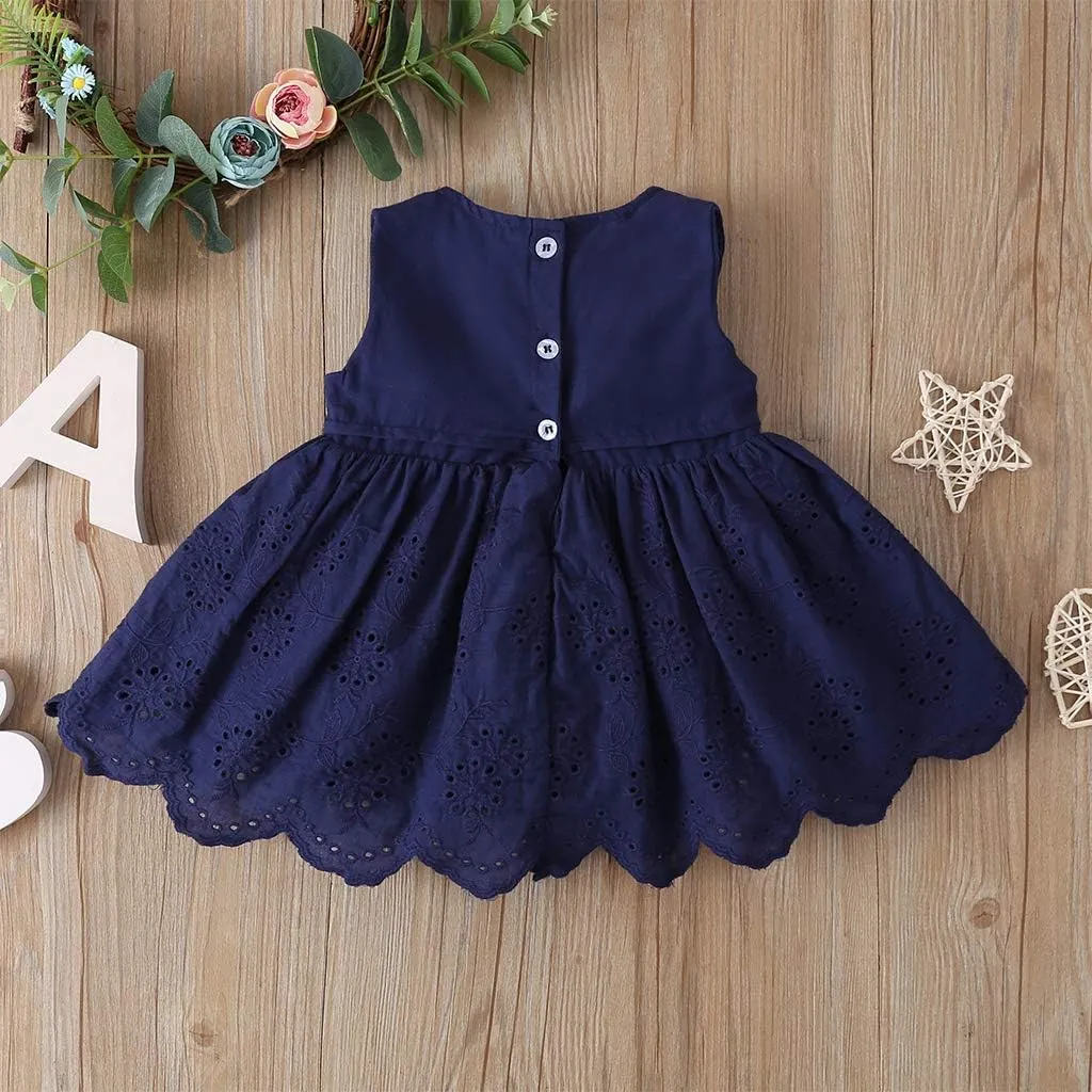 Toddler Baby Girls Dress Embroideries Floral Summer Seaside Beach Sundress Onepiece Outfits
