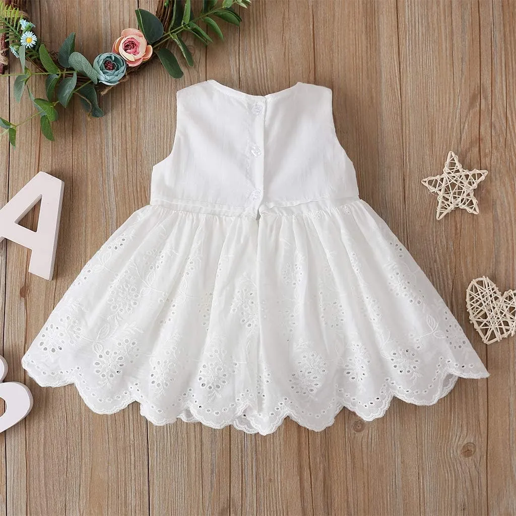 Toddler Baby Girls Dress Embroideries Floral Summer Seaside Beach Sundress Onepiece Outfits