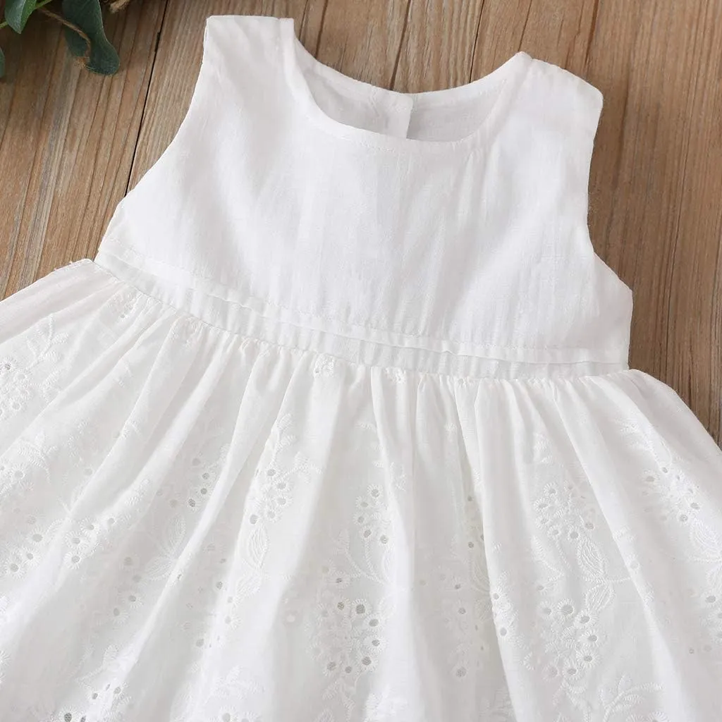 Toddler Baby Girls Dress Embroideries Floral Summer Seaside Beach Sundress Onepiece Outfits
