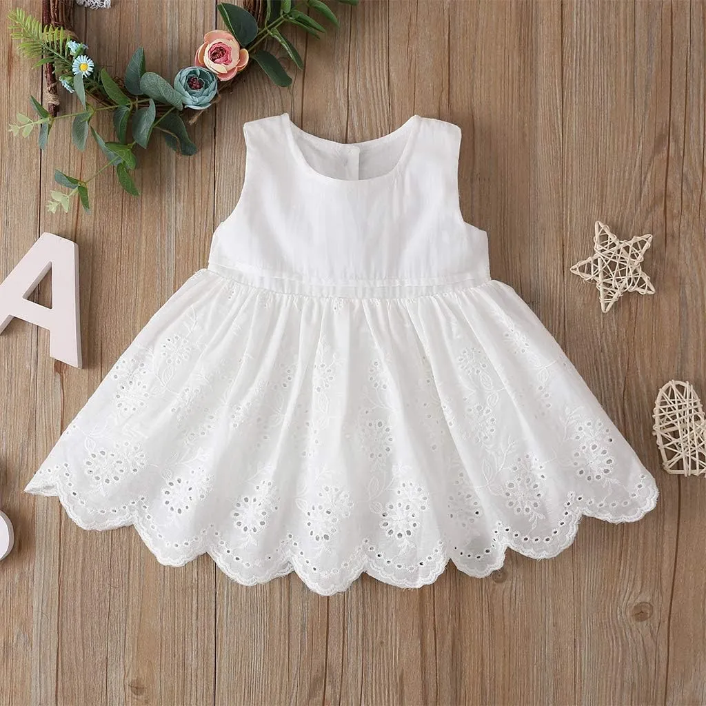 Toddler Baby Girls Dress Embroideries Floral Summer Seaside Beach Sundress Onepiece Outfits