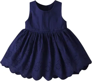 Toddler Baby Girls Dress Embroideries Floral Summer Seaside Beach Sundress Onepiece Outfits