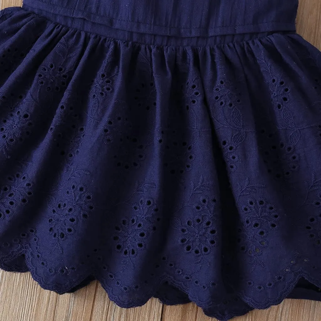 Toddler Baby Girls Dress Embroideries Floral Summer Seaside Beach Sundress Onepiece Outfits