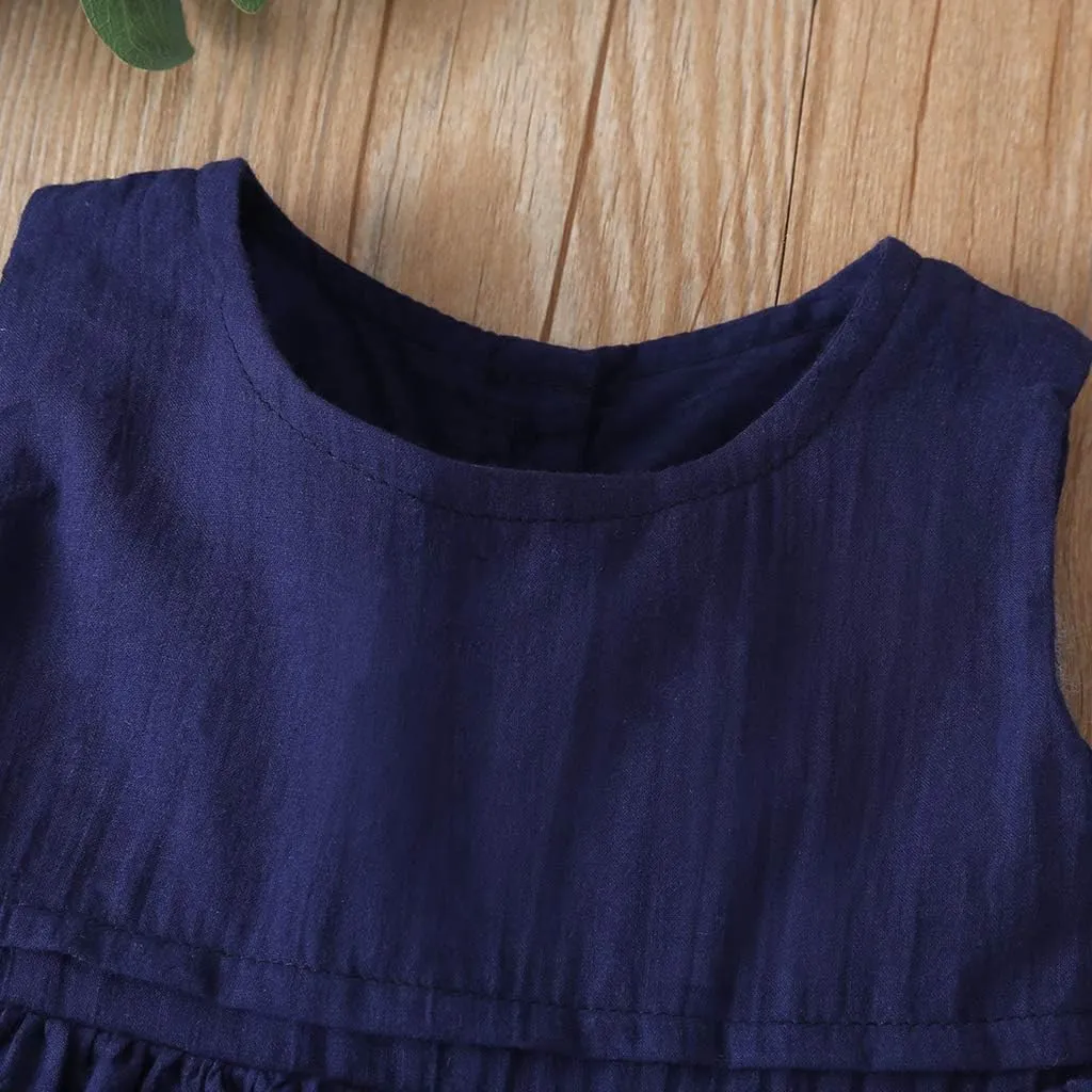 Toddler Baby Girls Dress Embroideries Floral Summer Seaside Beach Sundress Onepiece Outfits