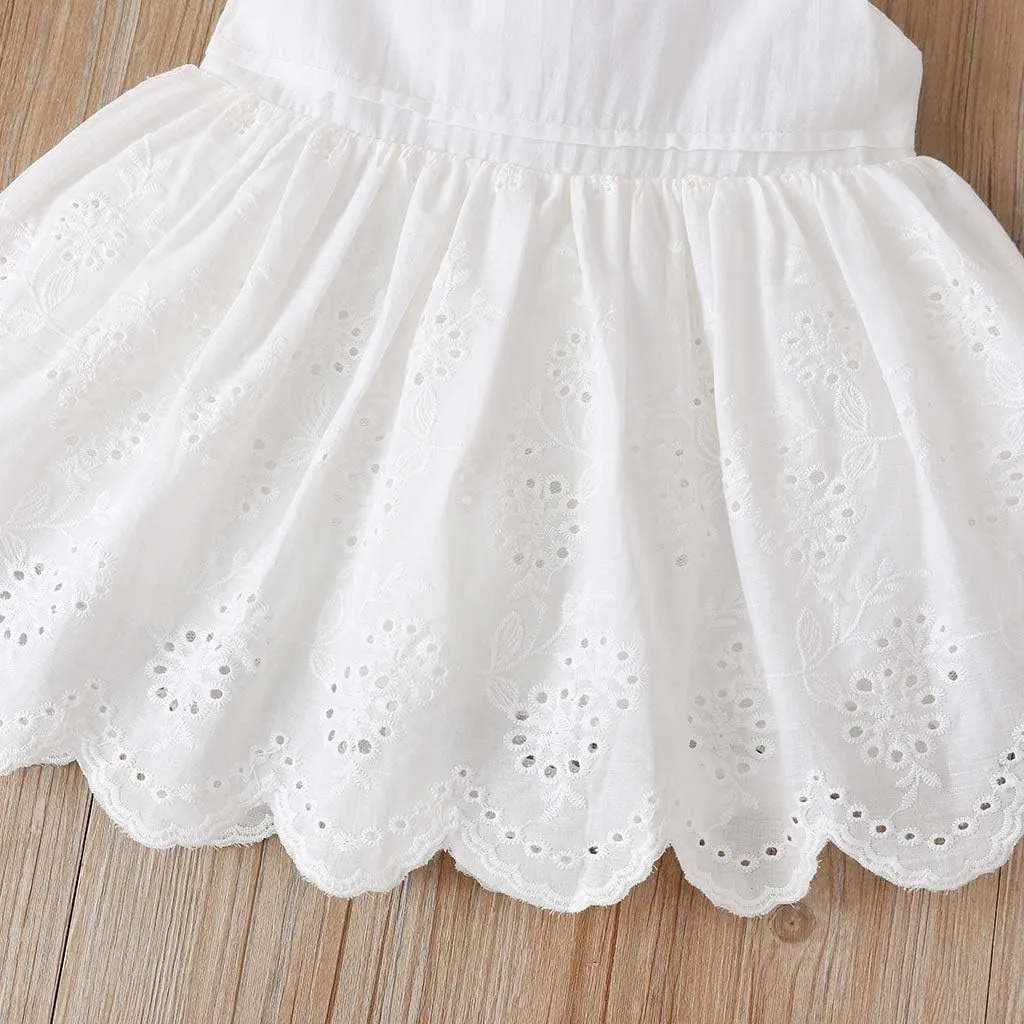 Toddler Baby Girls Dress Embroideries Floral Summer Seaside Beach Sundress Onepiece Outfits