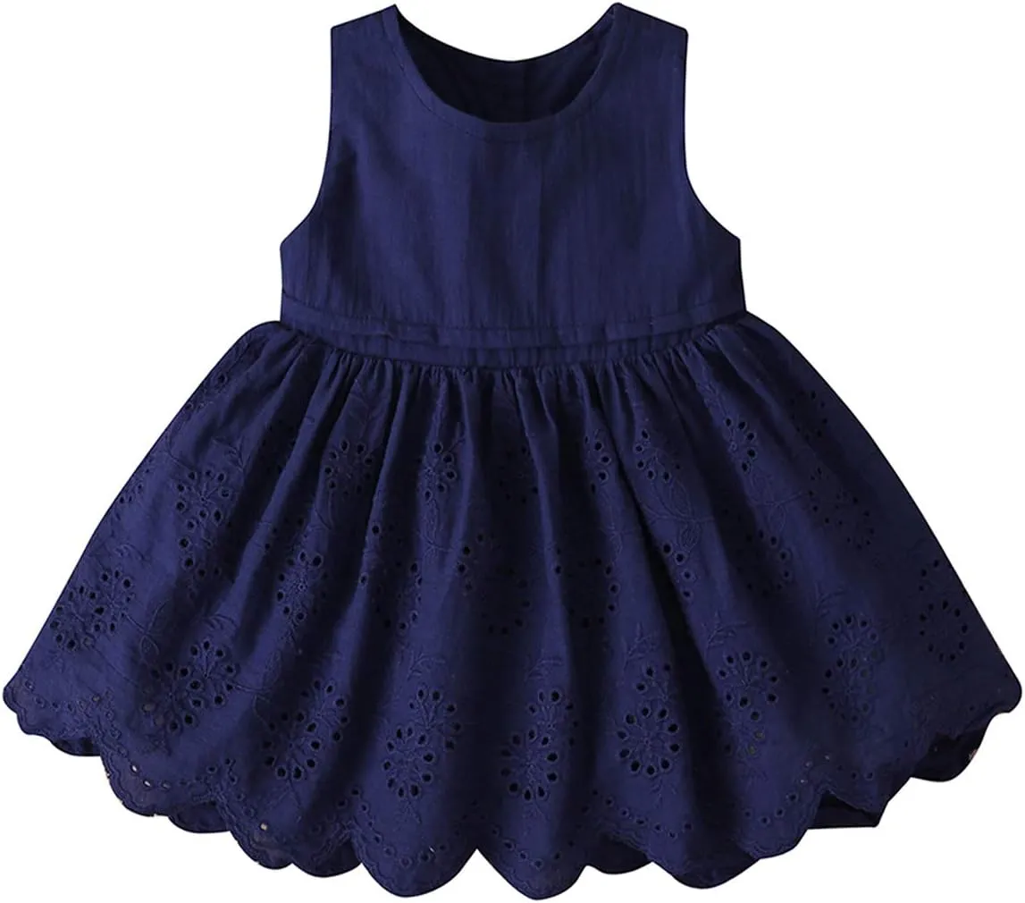 Toddler Baby Girls Dress Embroideries Floral Summer Seaside Beach Sundress Onepiece Outfits