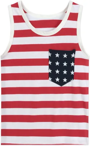 Toddler Boys' Tank Tops American Flag T-Shirt Kids 4th of July Shirts Cotton Patriotic Sleeveless Top Tees 1-7T