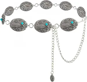 TOPACC Concho belts for Women Western Metal Cowgirl Boho Chain Belt for Dresses Jeans Country Concert Outfit