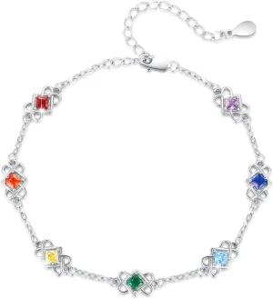 TUGHRA Chakra Bracelet Sterling Silver 7 Chakra Bracelets Summer Beach Link Bracelet Simple Fine Yoga Gifts for Women Wife Girlfriend