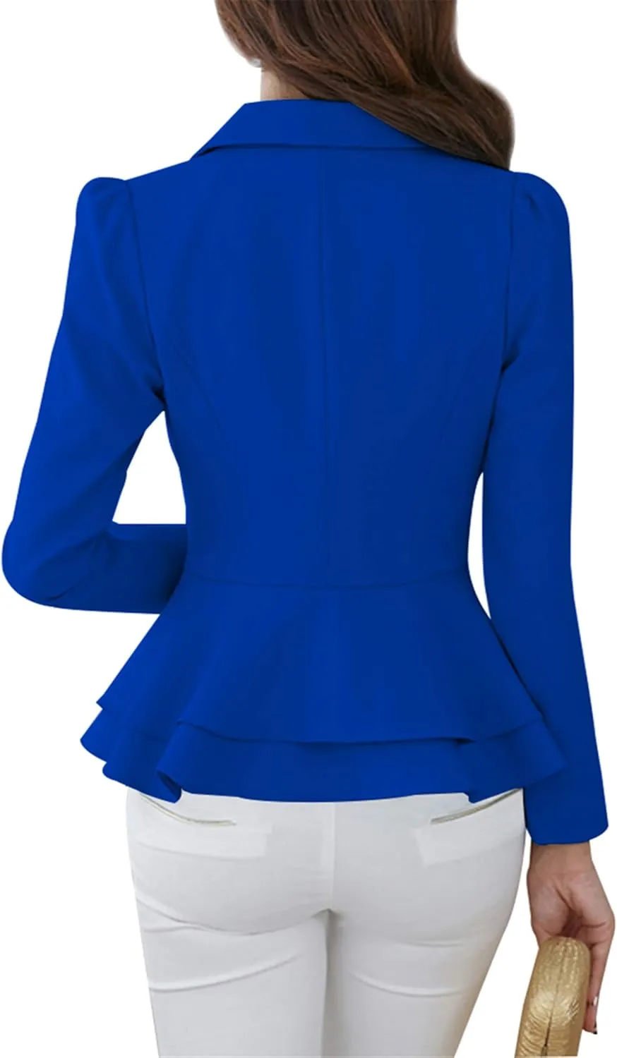 TYQQU Women's Work Office Button Down Blazer Business Loose Fit Long Sleeve Blazer