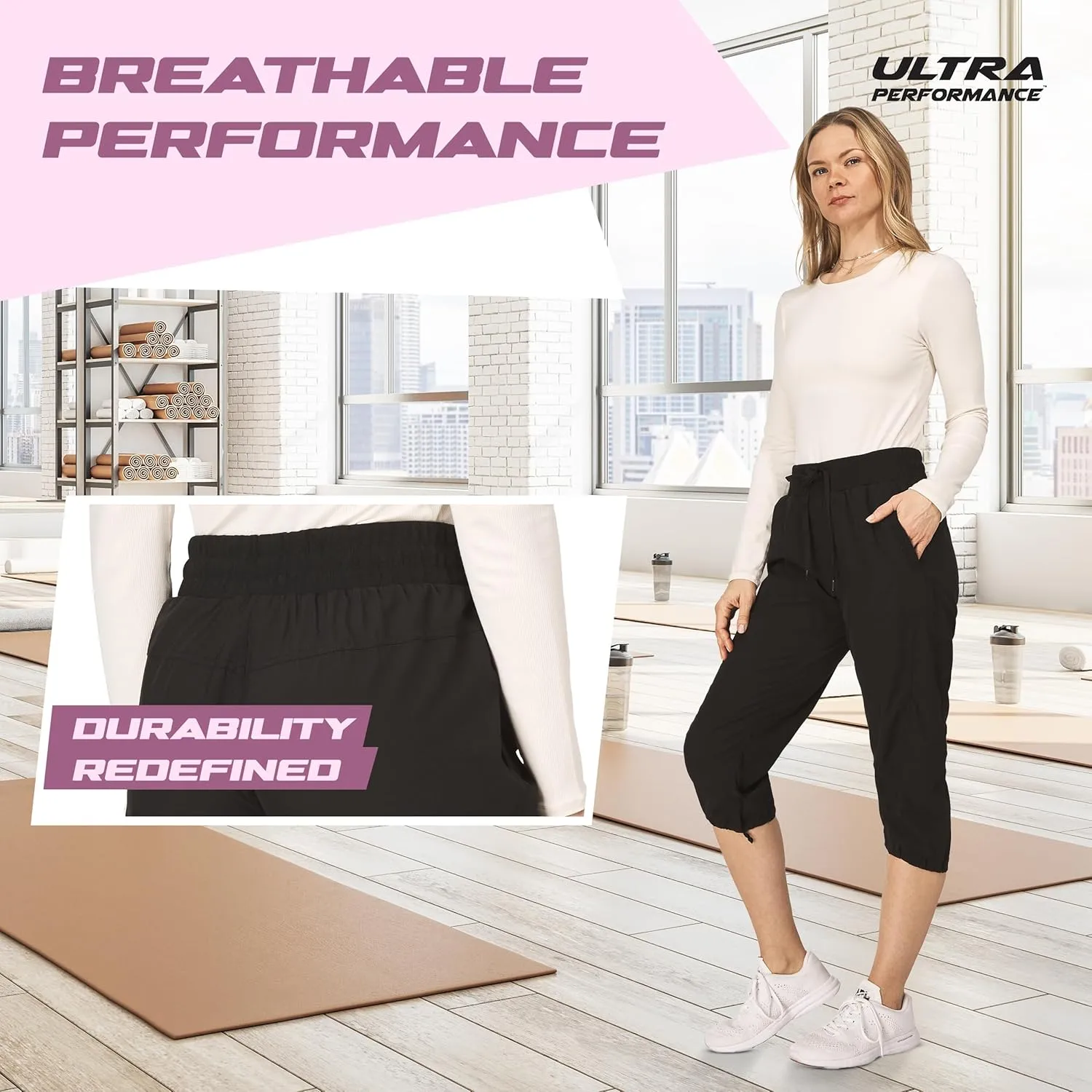 Ultra Performance Capri Pants for Women 2 Pack Womens Capris Hiking Capri Pants Summer Clothes for Women (Avail in Plus Size)