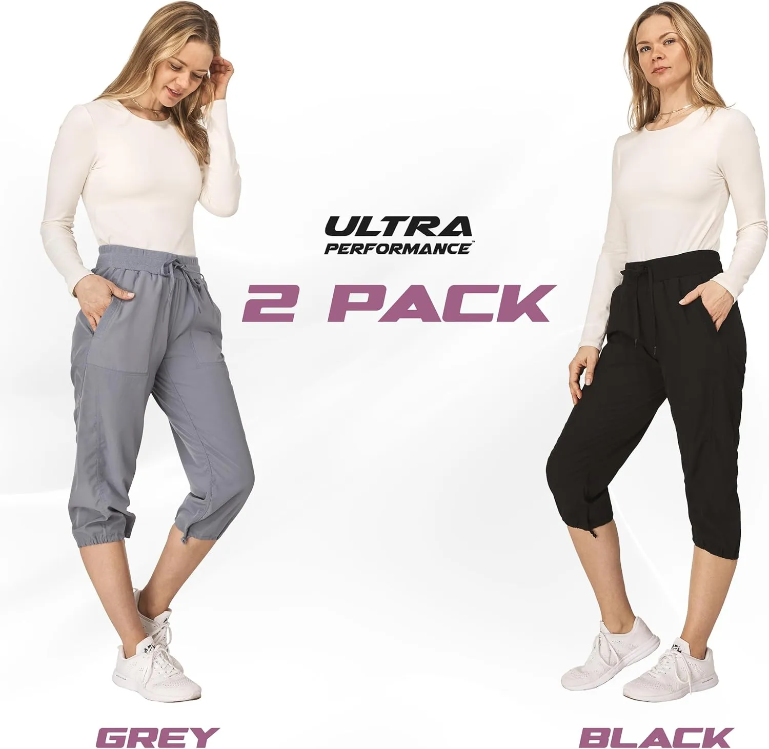 Ultra Performance Capri Pants for Women 2 Pack Womens Capris Hiking Capri Pants Summer Clothes for Women (Avail in Plus Size)