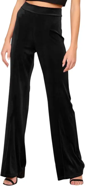Velour Sweatpants Womens Elastic High Waist Loose Casual Yoga Pants Solid Soft Wide-Leg Straight Trousers