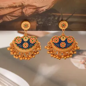 Vintage Ethnic Temperament Multicolor Enamel Bead Dangle Earrings