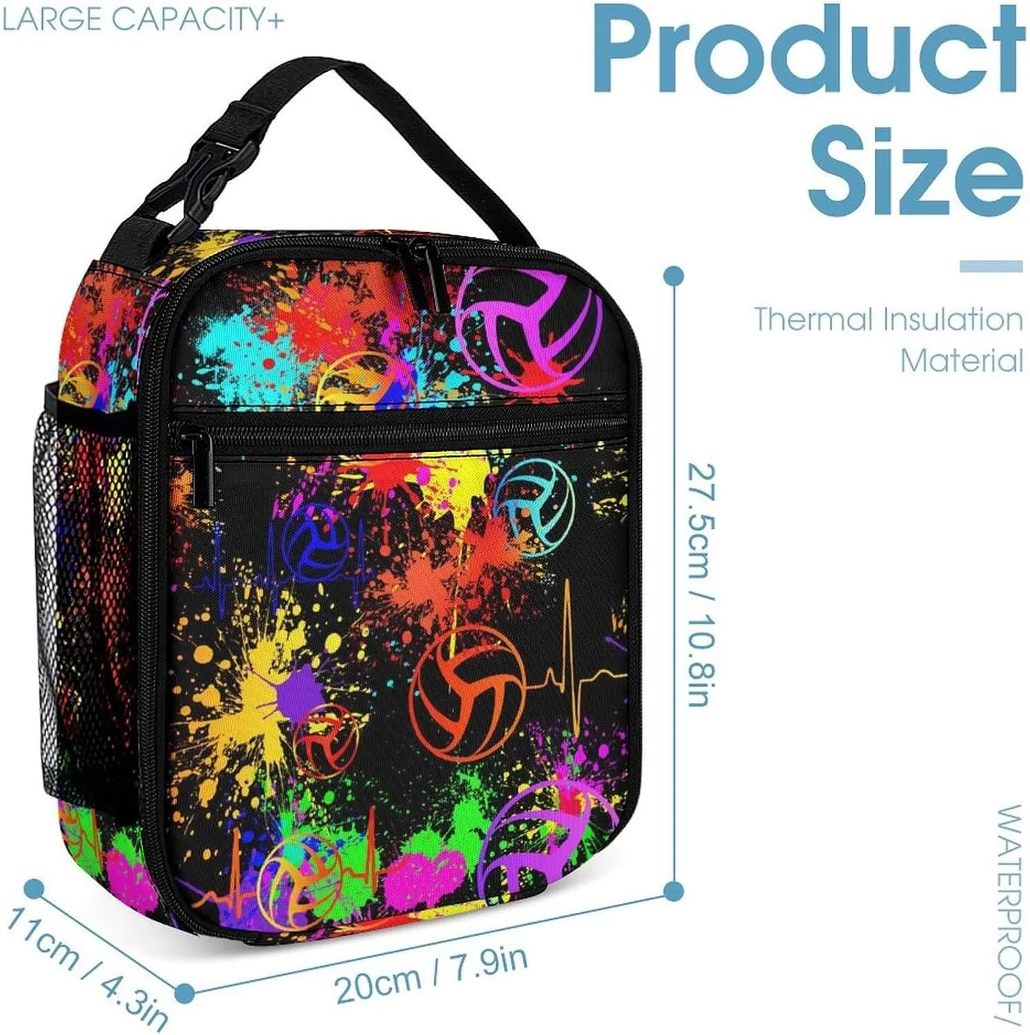 Volleyball Backpack with Lunch Box & Pencil Case for Kids Girls Boys School, 16 Inch Cool Volleyball Bookbag, School Backpack for Students Children, sustainable, Lightweight, Large Capacity