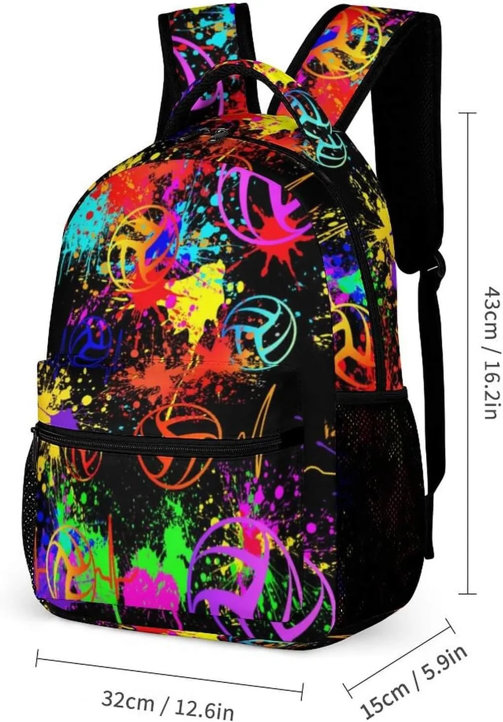 Volleyball Backpack with Lunch Box & Pencil Case for Kids Girls Boys School, 16 Inch Cool Volleyball Bookbag, School Backpack for Students Children, sustainable, Lightweight, Large Capacity