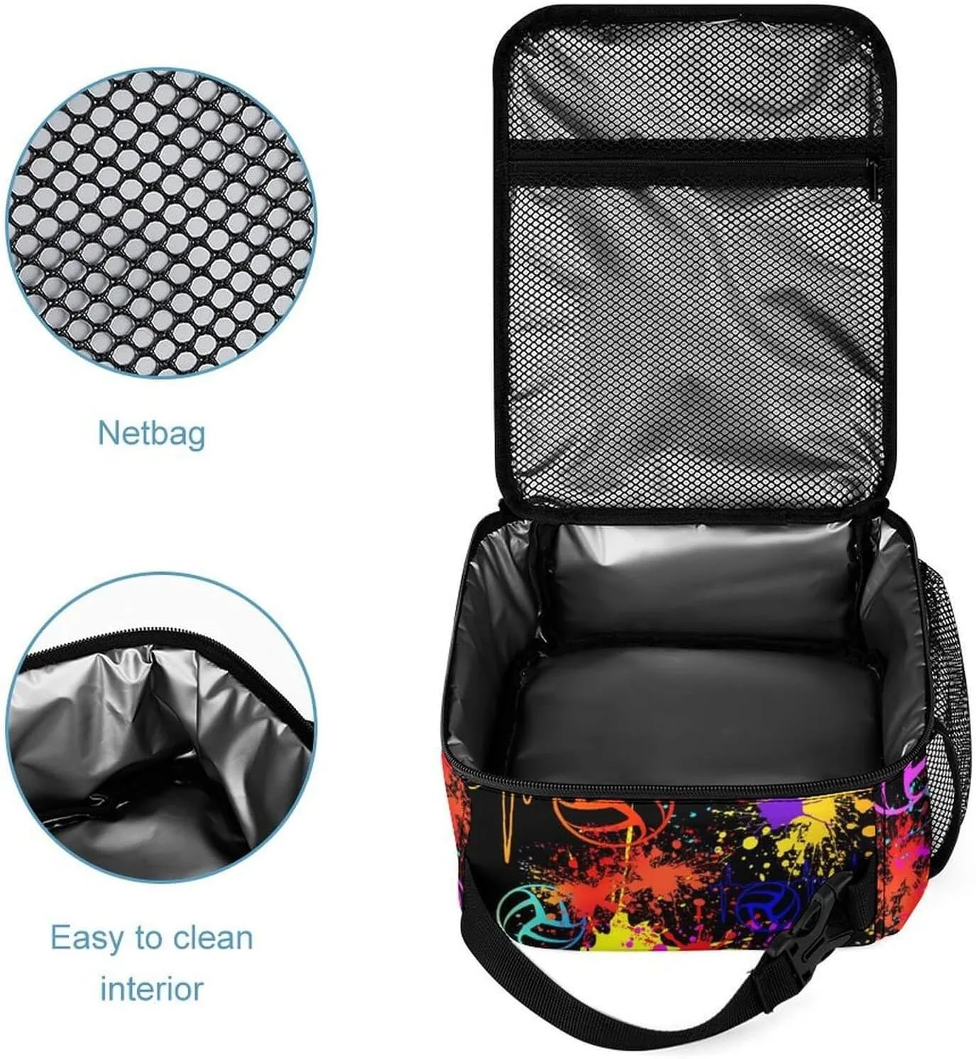 Volleyball Backpack with Lunch Box & Pencil Case for Kids Girls Boys School, 16 Inch Cool Volleyball Bookbag, School Backpack for Students Children, sustainable, Lightweight, Large Capacity