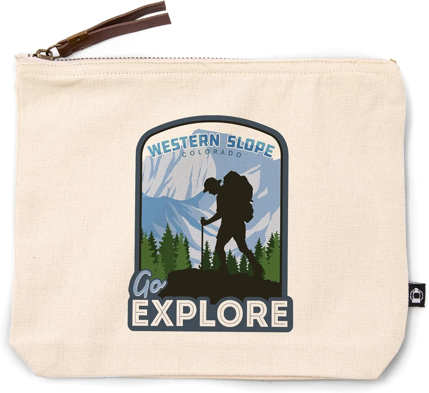 Western Slope, Colorado, Go Explore, Backpacker, 100% Cotton Zipper Pouch, Travel Accessory, Go Bag