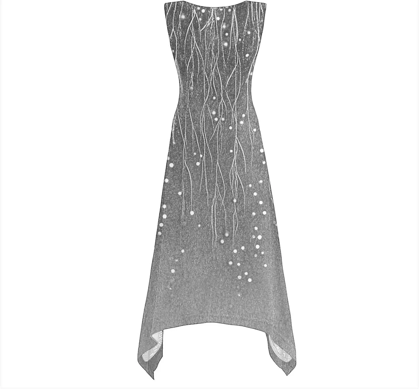 Women Casual Summer Dress Sleeveless Sundress Hankerchief Hem Midi Tank Dresses Beach Dress A Line Flowy Party Dresses