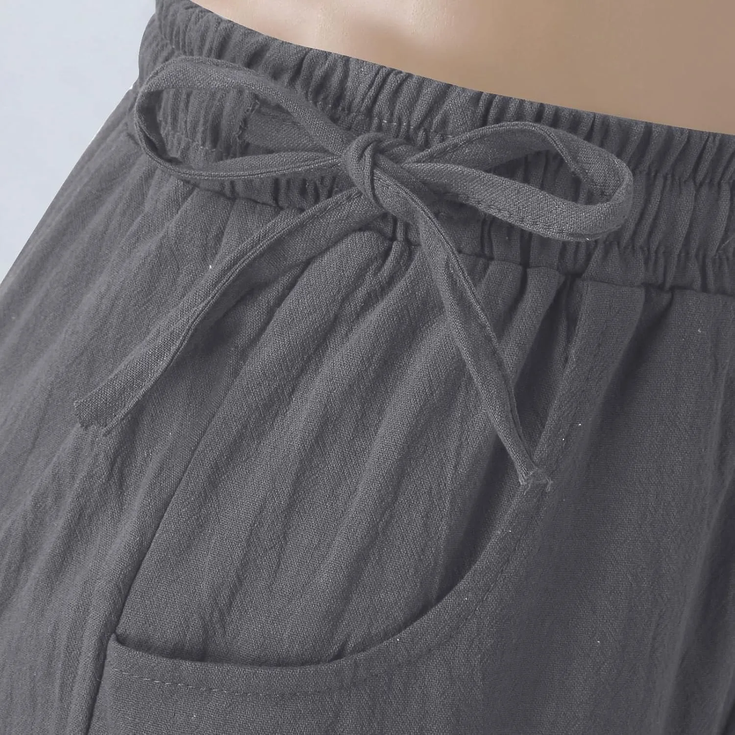 Women Cotton Linen Wide Leg Trousers High Waist Plus Size Lounge Pants Pockets Leisure Pant Causal Sweatpants