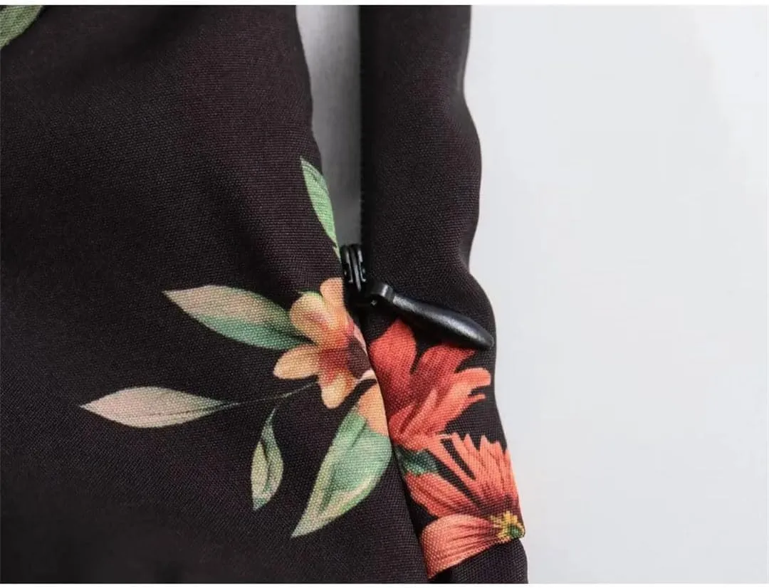 Women Printed Floral Mini Dress Spliced French Vintage Dresses Pleated Elegant Sleeveless