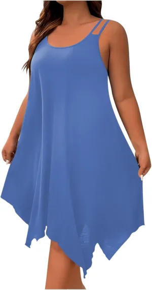 Women Summer Midi Dress 2025 Hawaiian Bohemian Beach Cover Up Dress Floral Spaghetti Strap Casual Dress Plus Size Flowy Dress