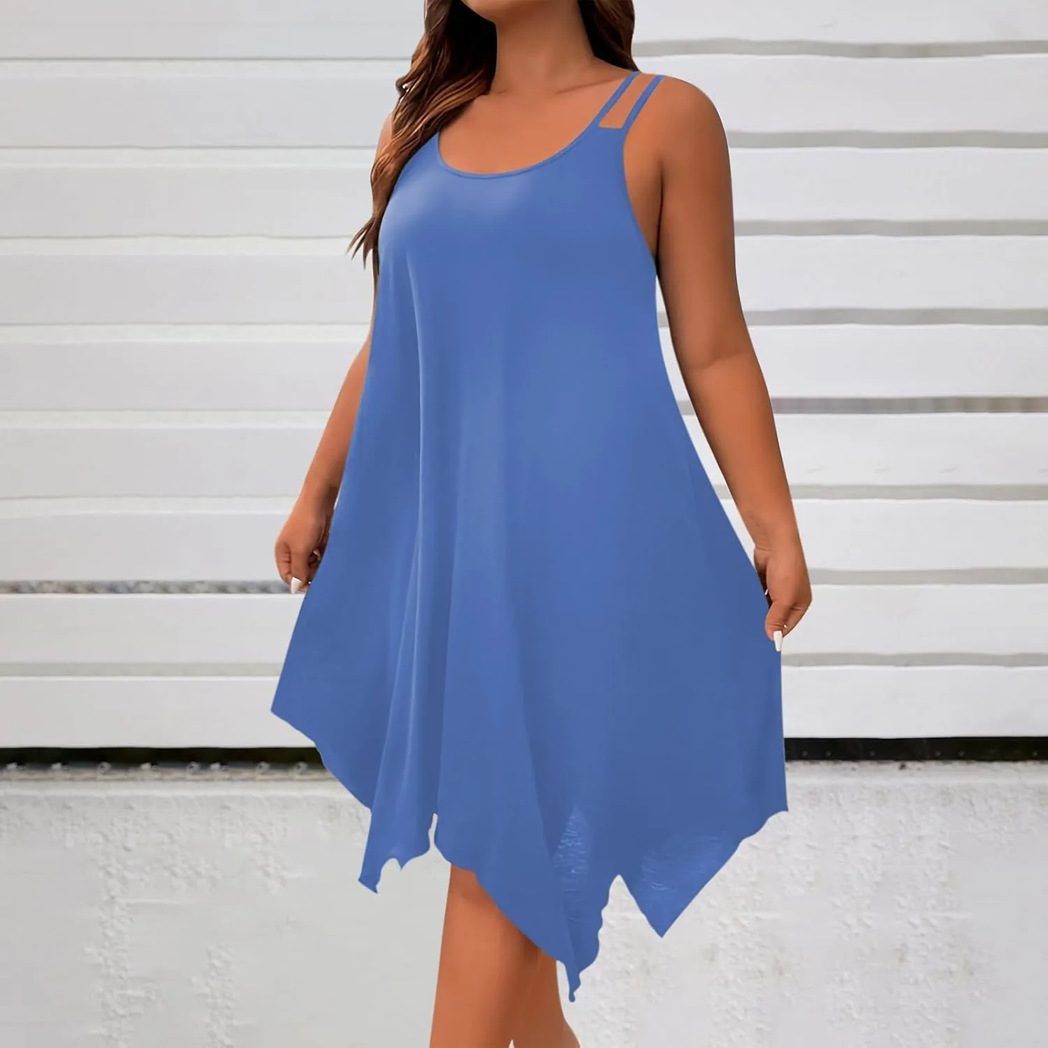 Women Summer Midi Dress 2025 Hawaiian Bohemian Beach Cover Up Dress Floral Spaghetti Strap Casual Dress Plus Size Flowy Dress