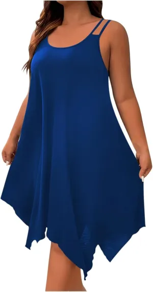 Women Summer Midi Dress 2025 Hawaiian Bohemian Beach Cover Up Dress Floral Spaghetti Strap Casual Dress Plus Size Flowy Dress