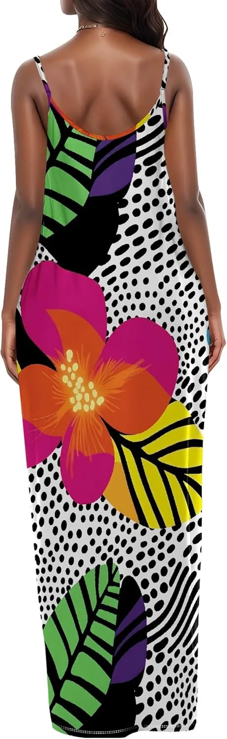Womens 2025 Casual Sleeveless Spaghetti Strap Sundress Plus Size Loose Long Summer Boho Beach Maxi Dress with Pockets