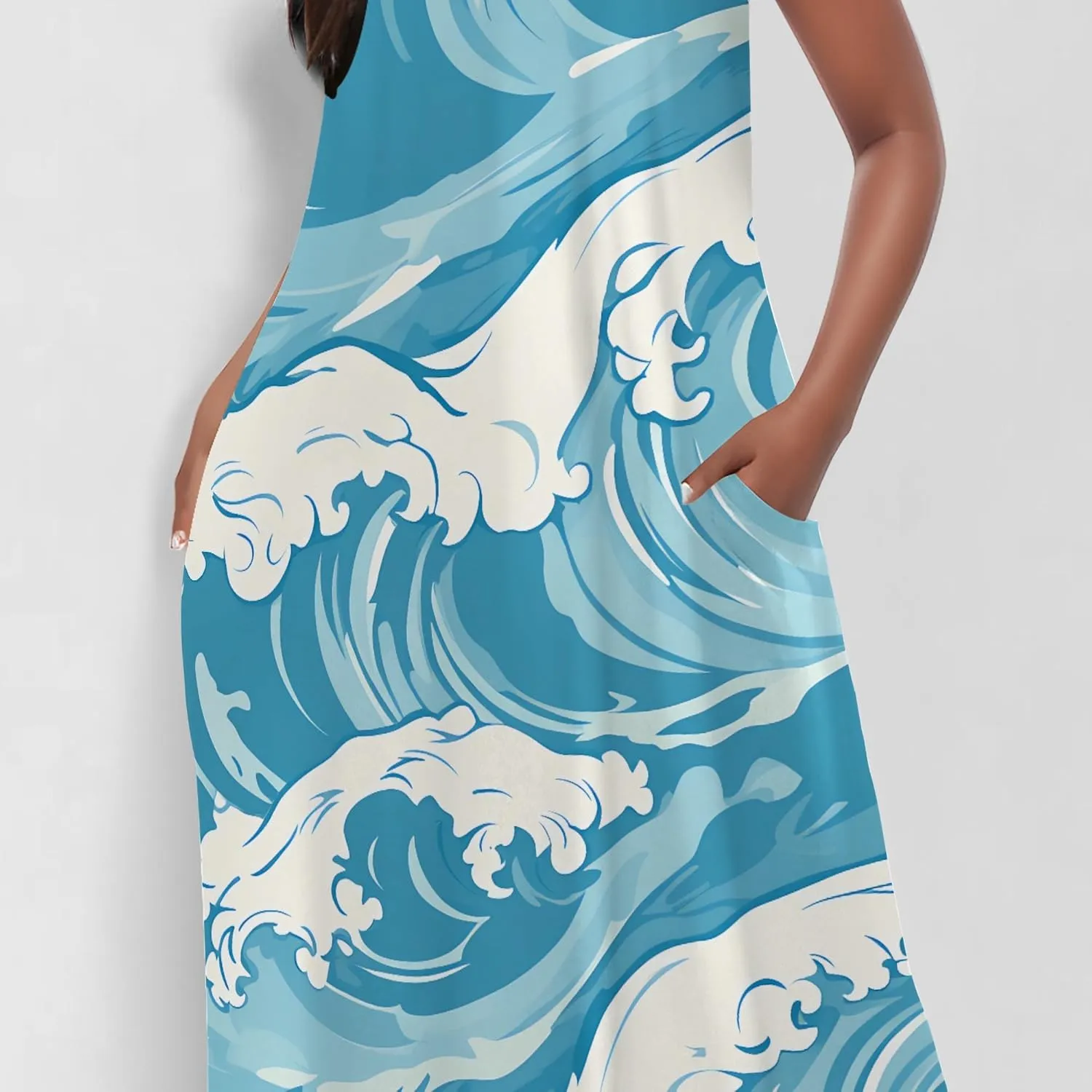 Womens 2025 Casual Sleeveless Spaghetti Strap Sundress Plus Size Loose Long Summer Boho Beach Maxi Dress with Pockets