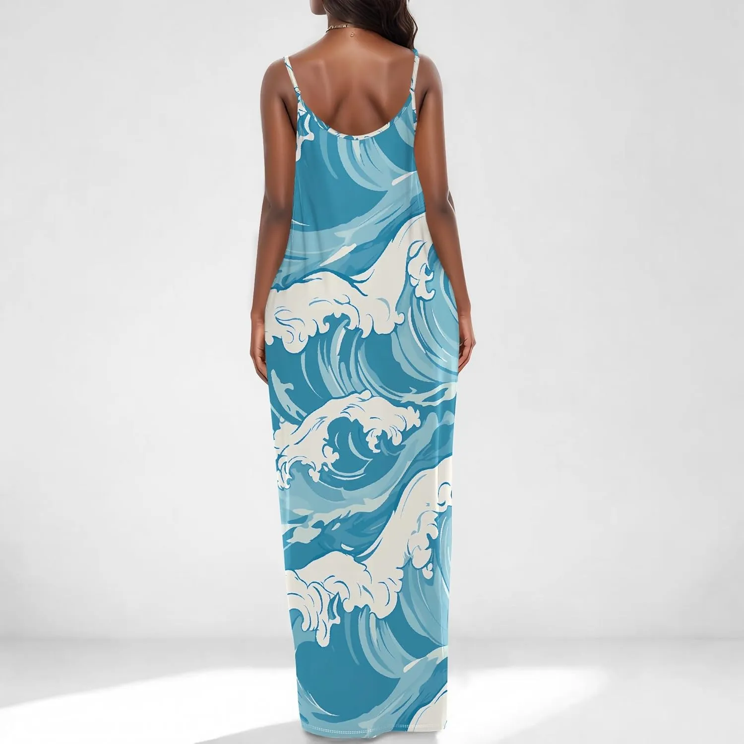 Womens 2025 Casual Sleeveless Spaghetti Strap Sundress Plus Size Loose Long Summer Boho Beach Maxi Dress with Pockets