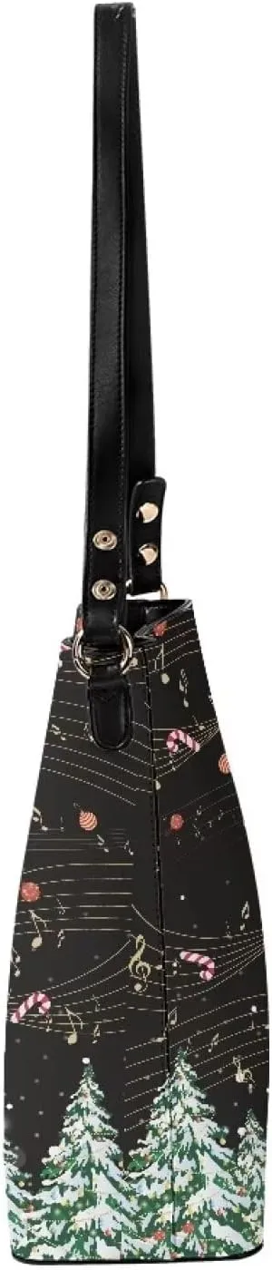 Womens Bucket Handbag for Ladies Waterproof Leather Shoulder Purse with Zipper Pocket and Adjustable Strap