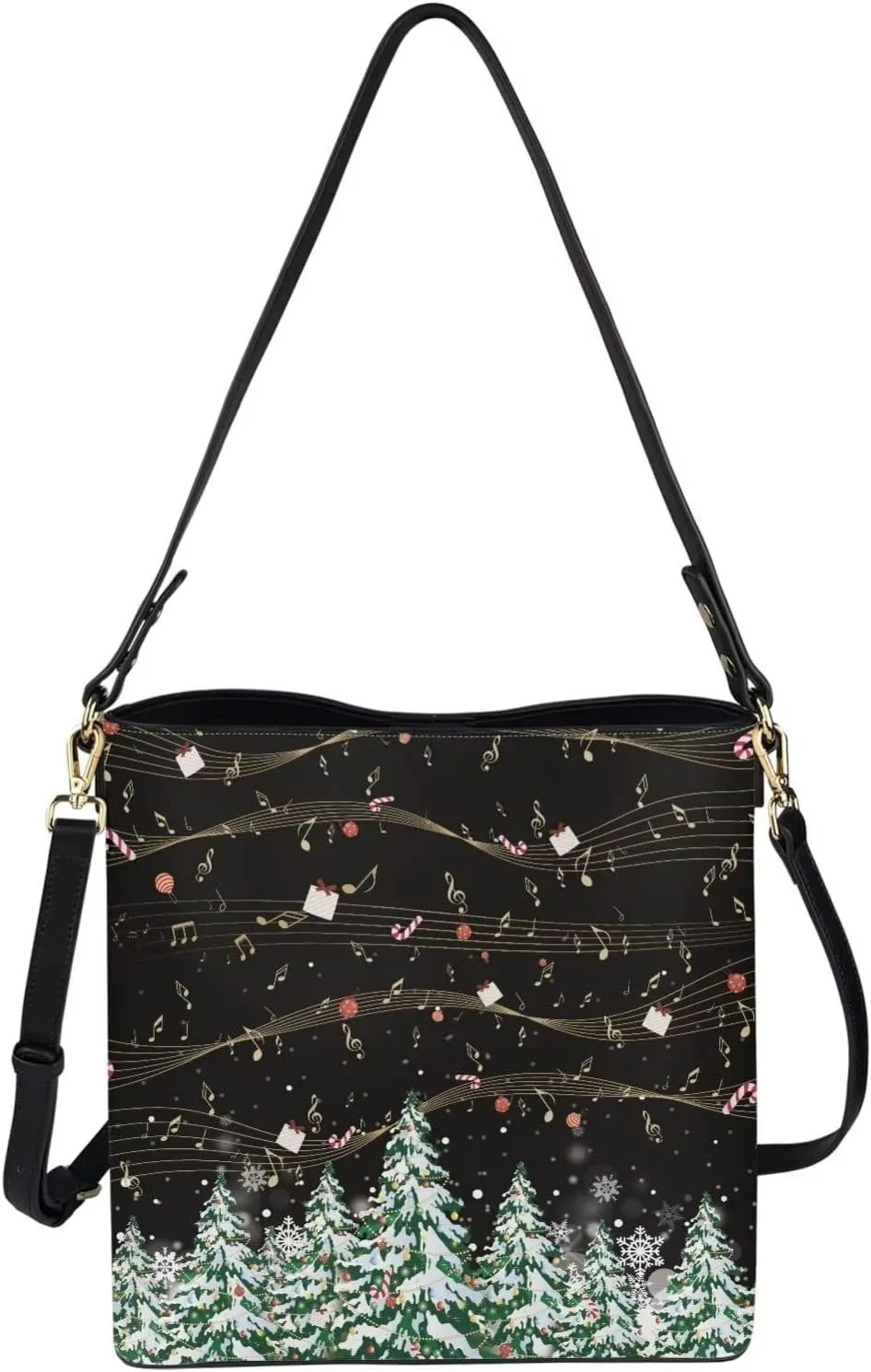 Womens Bucket Handbag for Ladies Waterproof Leather Shoulder Purse with Zipper Pocket and Adjustable Strap