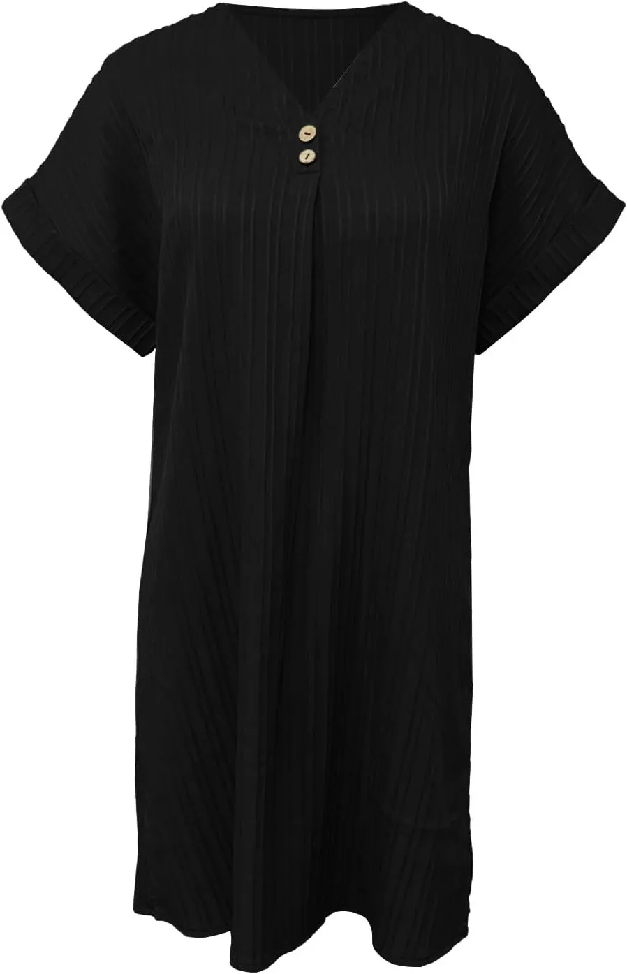 Womens Button Down Shirt Dresses Summer Cotton Linen Dress V-Neck Mini Dress Casual Short Sleeve Loose Tunic Dresses