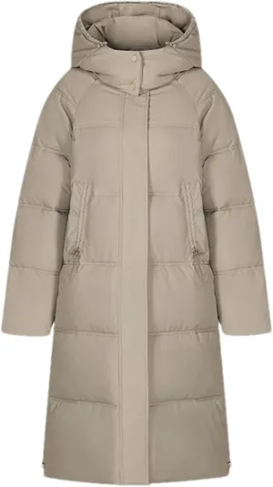 Women's Casual Hooded High Neck Parka Coat Vintage Long Over-The-Knee Cotton-Padded Jacket