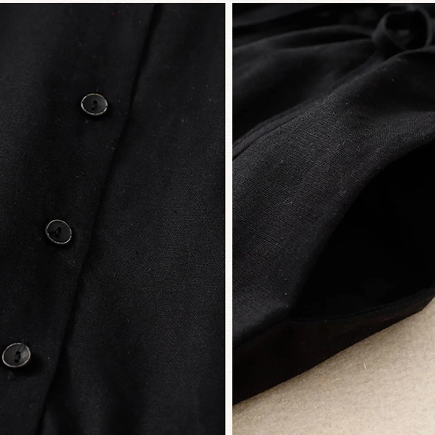 Women's Collared Short-Sleeve Button Front Tie Waist Casual Midi Dress Vintage Pleated Flowy Cotton Linen Dresses