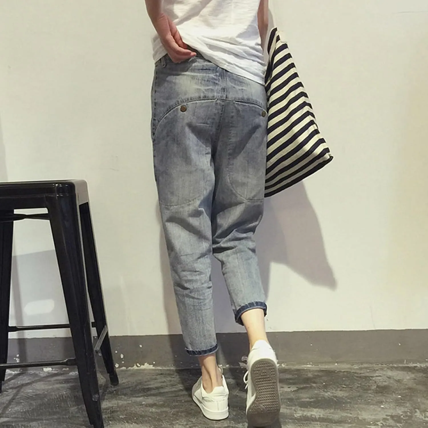 Womens Elastic Waist Ripped Distressed Jeans Pants for Curvy Boyfriend Straight Leg Bell Bottom Jeggings Plus Size