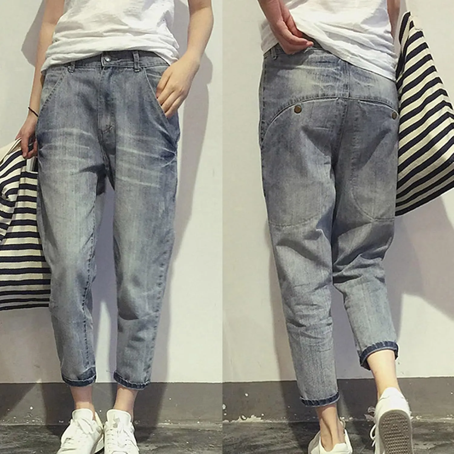 Womens Elastic Waist Ripped Distressed Jeans Pants for Curvy Boyfriend Straight Leg Bell Bottom Jeggings Plus Size