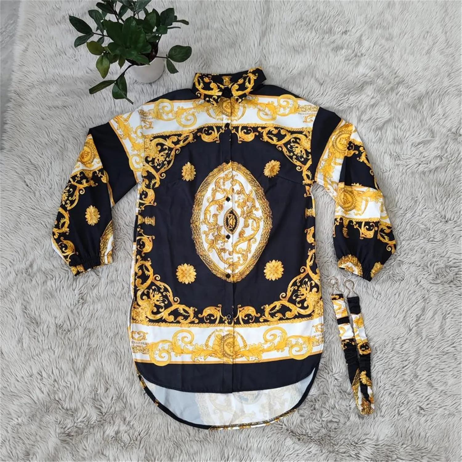 Women's Floral Button Down Shirt Dresses Casual Oversized Long Sleeve Button up Blouses Tops Mini Dress