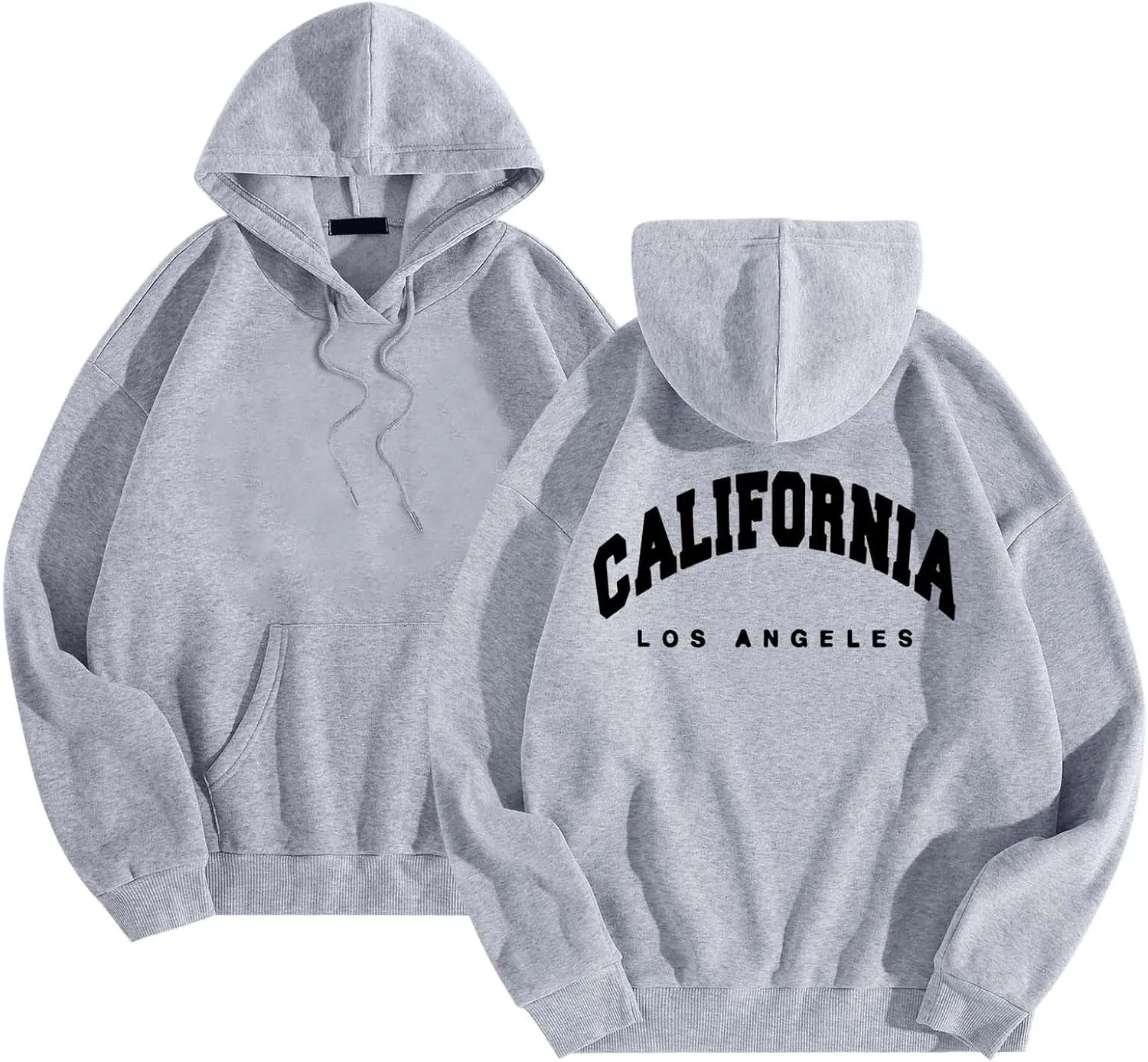 Womens Oversized Hoodies Fleece Hooded Sweatshirts Solid Basic Loose Letter Pullover Tops Drawstring 2024 Fall Outfit