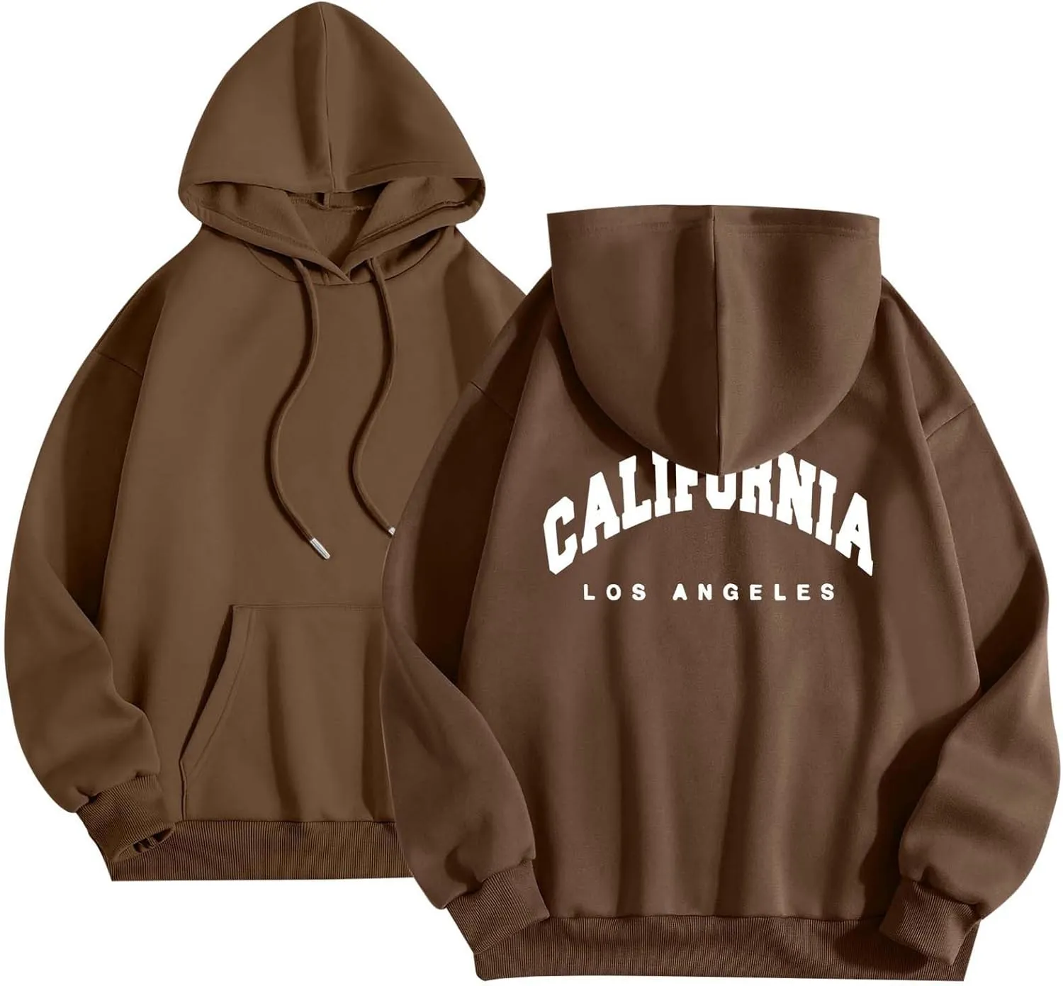 Womens Oversized Hoodies Fleece Hooded Sweatshirts Solid Basic Loose Letter Pullover Tops Drawstring 2024 Fall Outfit