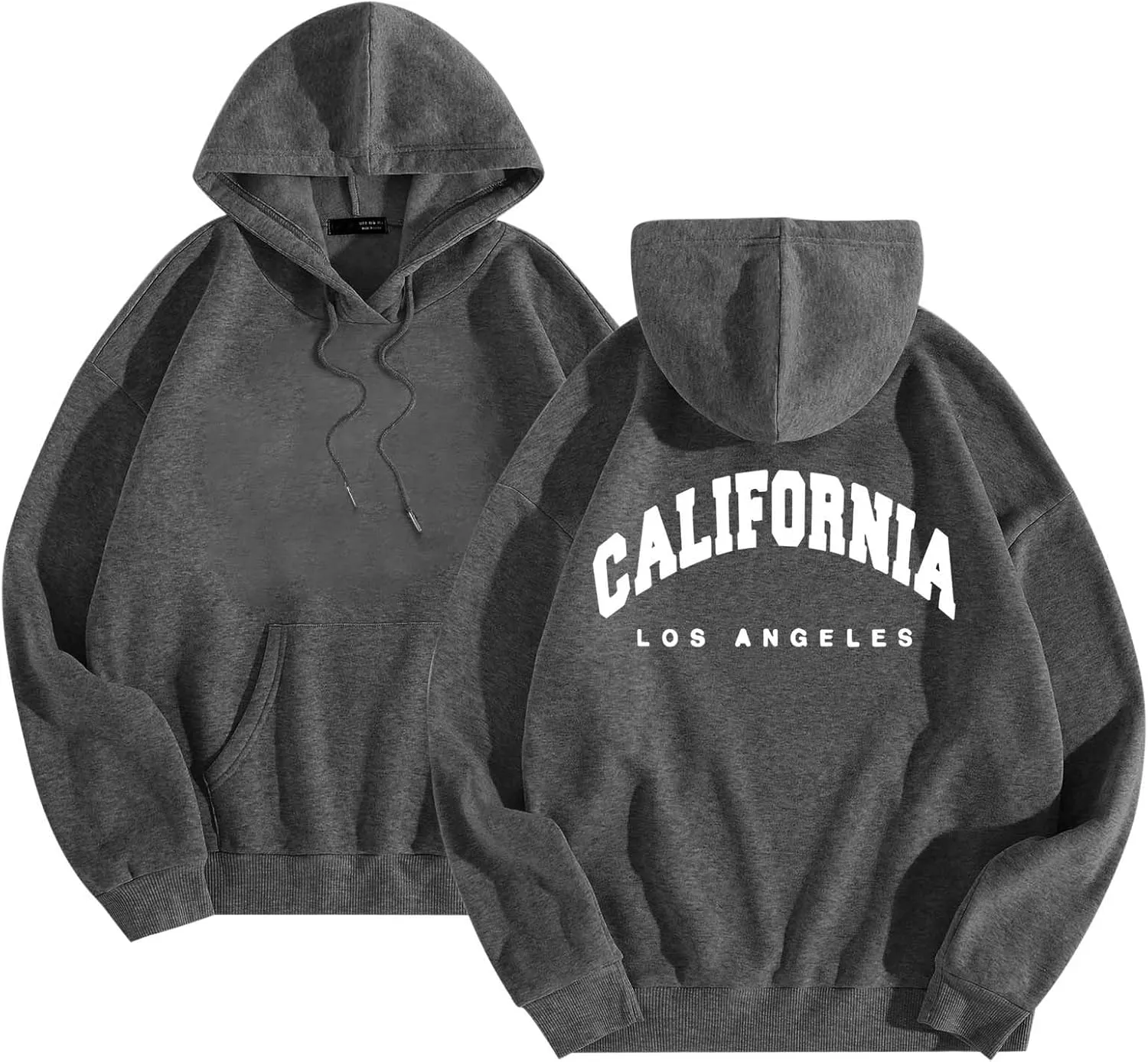 Womens Oversized Hoodies Fleece Hooded Sweatshirts Solid Basic Loose Letter Pullover Tops Drawstring 2024 Fall Outfit