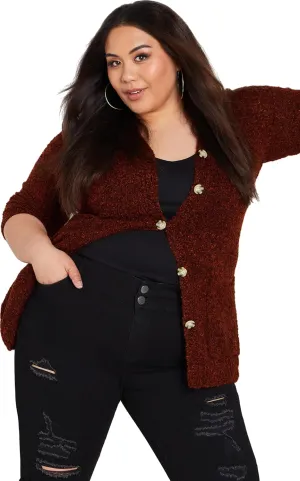 Women's Plus Size Cardigan - Amber Boucle