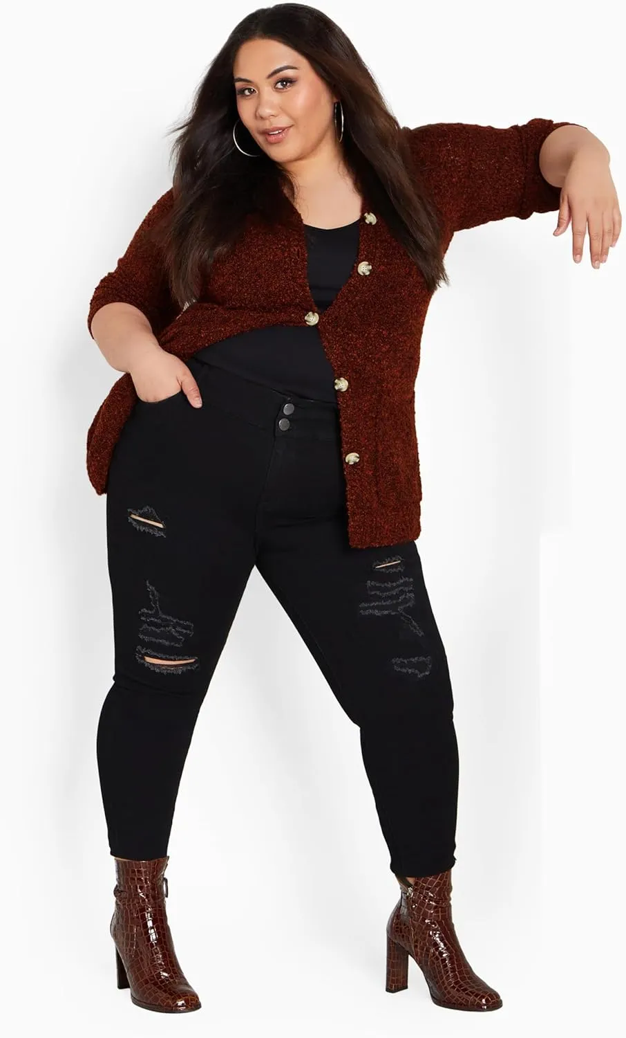 Women's Plus Size Cardigan - Amber Boucle