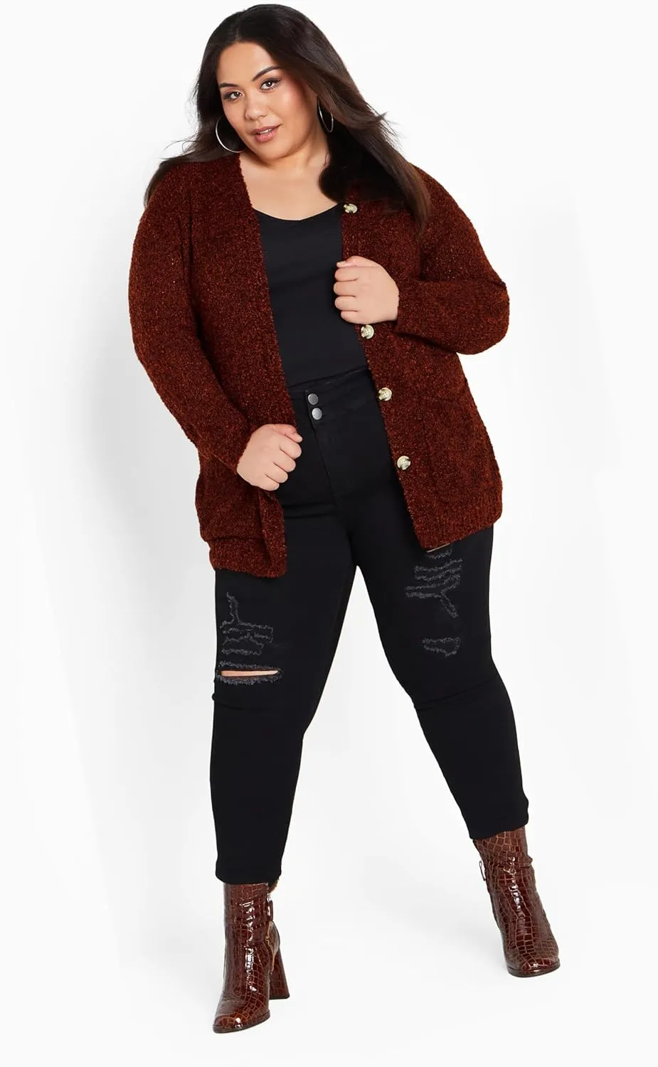 Women's Plus Size Cardigan - Amber Boucle