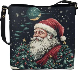 Womens Purse Tote Bags with Detachable Strap and Magnetic Snap for Ladies Christmas Pattern Shoulder Satchel