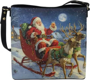 Womens Purse Tote Bags with Detachable Strap and Magnetic Snap for Ladies Christmas Pattern Shoulder Satchel